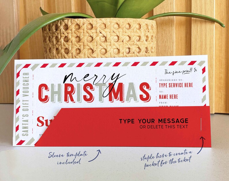 Editable Christmas Subscription Gift Ticket Voucher (instant Download ...