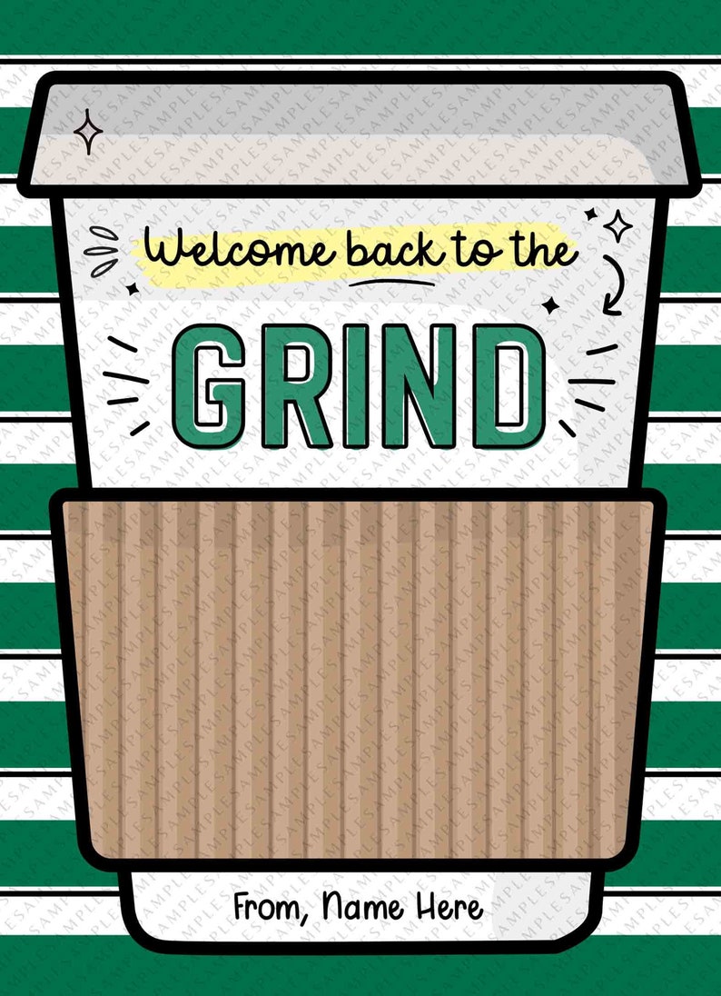 Editable Welcome Back to the grind School Teacher Gift Card Holder First Day Coffee Gift Card Holder Editable template INSTANT DOWNLOAD