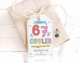 6-7 Valentine’s Day Gift Tags for Tween Classroom Exchange Printable Trendy Valentines Friendship Pun Tag