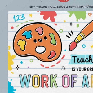 Editable Thank You Gift Card Holder template Printable Art Teacher Appreciation Week Gift End of the year Gift Card Holder INSTANT DOWNLOAD