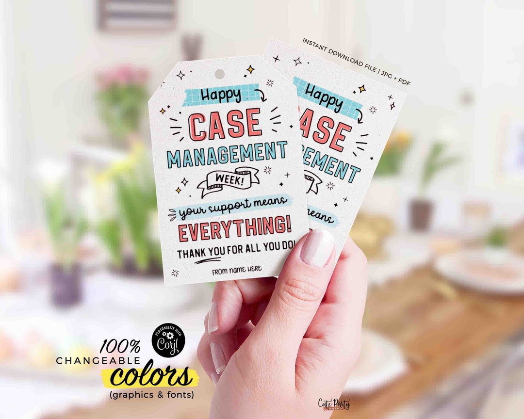 Case Management Week Printable Gift Tag INSTANT DOWNLOAD Printable Case Manager Appreciation