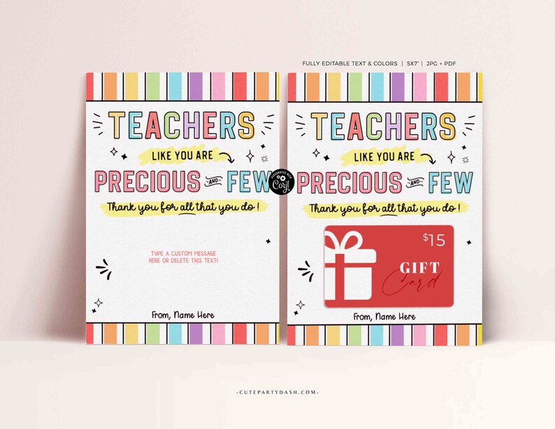 Editable Teacher Thank You Gift Card Holder template Printable Amazing Teacher Appreciation Week Gift Pto End of Year Gift INSTANT DOWNLOAD