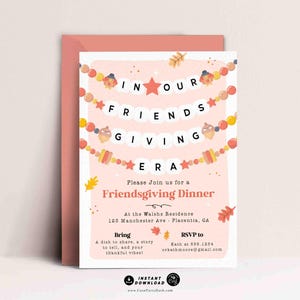 In Our Friendsgiving Era Friendsgiving Invitation – Trendy Friendship Bracelet Invite, Digital Printable, Modern Thanksgiving Invitation