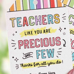 Teacher Thank you Gift Tag Editable Teacher Appreciation Week Thank You Card Printable End of school year gift for Teachers INSTANT DOWNLOAD