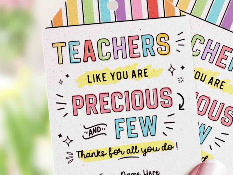 Teacher Thank you Gift Tag Editable Teacher Appreciation Week Thank You Card Printable End of school year gift for Teachers INSTANT DOWNLOAD