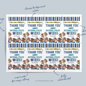 Police Week Gift Tag Printable Police Appreciation Card Editable Police officer Law enforcement thank you gift tag INSTANT DOWNLOAD