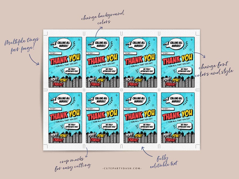 Nurse Appreciation Week Gift Tag Printable Gift for Nurse Editable Thank You Tag Superhero Appreciation Card INSTANT DOWNLOAD