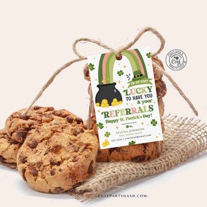 EDITABLE Lucky to Have your Referrals Realtor Pop by St. Patrick’s Day Gift Tag for clients, real estate Business marketing INSTANT DOWNLOAD