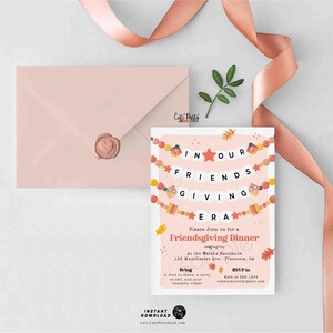 In Our Friendsgiving Era Friendsgiving Invitation – Trendy Friendship Bracelet Invite, Digital Printable, Modern Thanksgiving Invitation