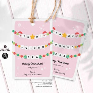 In My Christmas Era Gift Tag Printable INSTANT DOWNLOAD In My HoHoHo Era Christmas Friendship Bracelet Unique Trendy Holiday Tag for Gifting