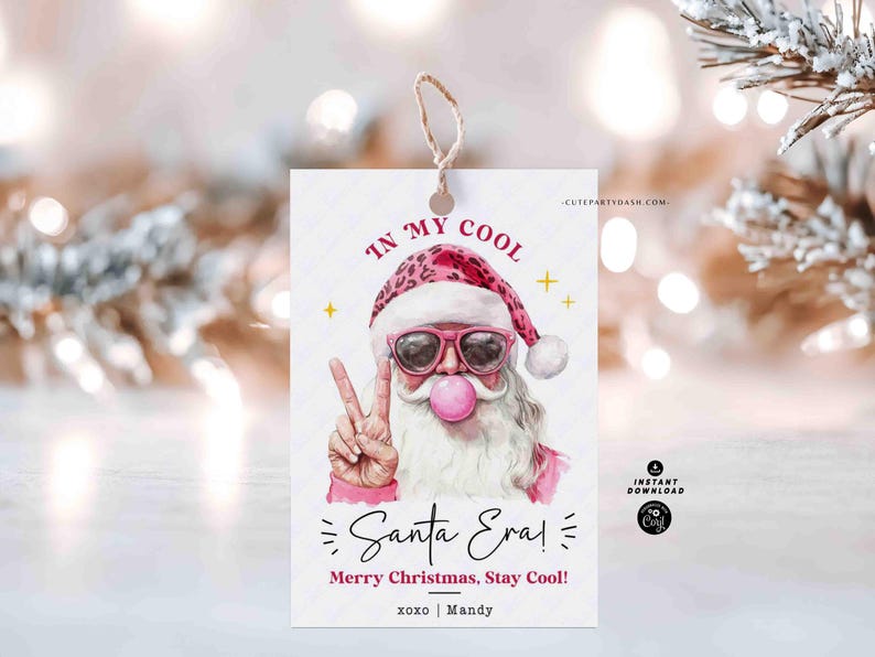 In My Christmas Era Trendy Gift Tag Printable INSTANT DOWNLOAD In My Cool Santa Era Christmas Gift Tag – Trendy Holiday Tag for Fun Gifting