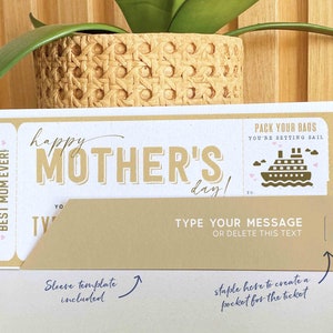 Mother's Day Gift Cruise Boarding Pass Vacation Ticket Gift Voucher, Editable Gift Ticket Template, Surprise Cruise ticket, INSTANT DOWNLOAD