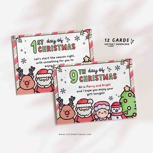 12 Days of Christmas Gift Tags, Printable Holiday Cards (digital ...