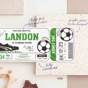EDITABLE Soccer Birthday Party Ticket invitation, INSTANT DOWNLOAD, All Star Sport Birthday printable digital Ball corjl Invite