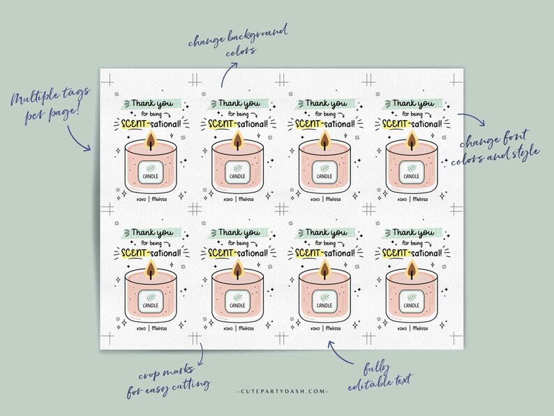 Thank You For Being SCENT-Sational Candle Gift Tag Printable Editable Teacher Appreciation Week Scent Thank You Nurse Staff INSTANT DOWNLOAD
