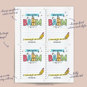 You're The Balm Teacher Appreciation Gift Tag Printable INSTANT DOWNLOAD EDITABLE Lip balm holder Thank you card Staff Employee Nurse