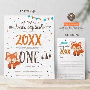Fox First Birthday Chalkboard Sign: Editable Milestone Poster (Digital Download) image 7