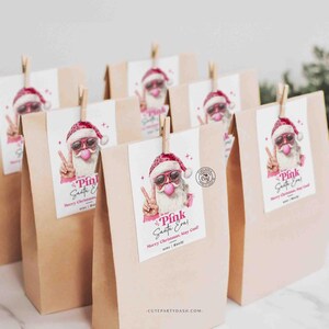 In My Pink Santa Era Christmas Gift Tag Printable INSTANT DOWNLOAD Trendy Retro Christmas Gift Tag –  Cool Santa Holiday Tag for Fun Gifting