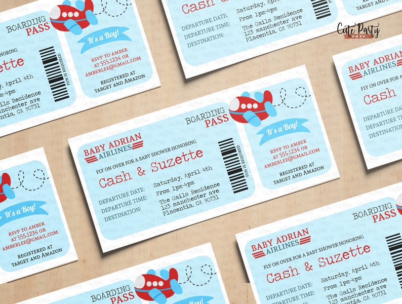 Airplane Baby Shower invite Template Editable Boarding Pass Baby Shower Ticket invitation Printable Baby Boy Shower 213 INSTANT DOWNLOAD