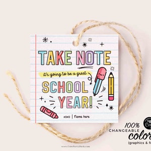 Back to School Gift Tags Take Note Editable Pen Marker Gift for Teacher ...