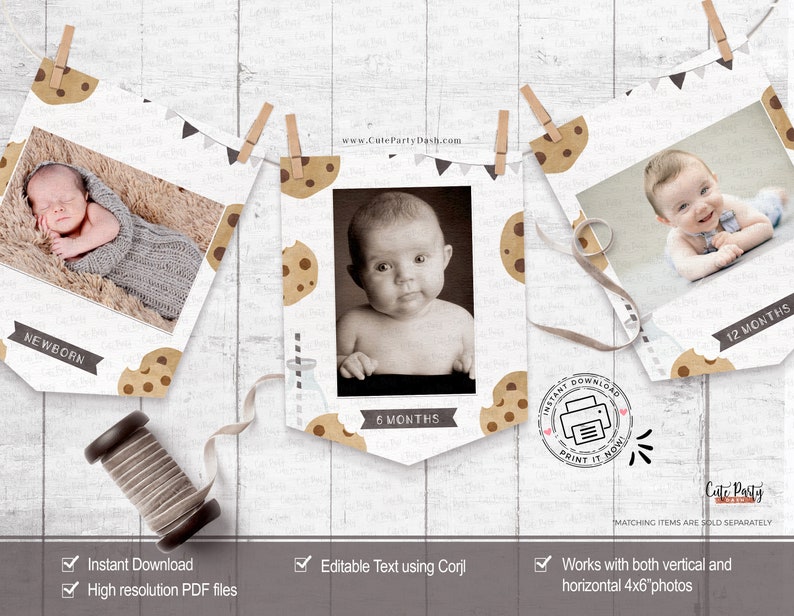 Minimal Milk and Cookies Birthday photo banner