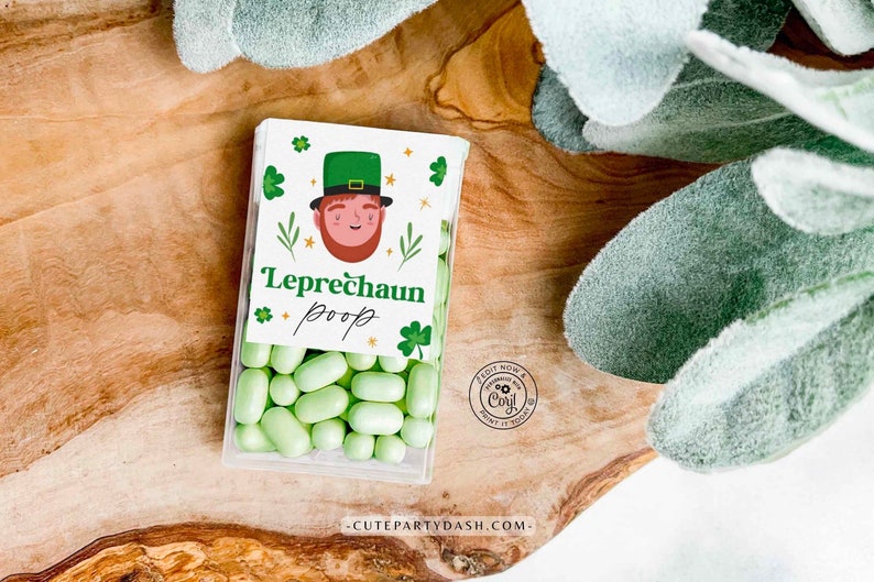 Editable Leprechaun Poop Mint Treat labels, St. Patrick's day gift, St. Paddy's Party Favors, Printable Tic Tac sticker INSTANT DOWNLOAD