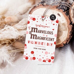 Editable Wishing you a Marvelous and Magnificent Valentine's Day gift tag, Kids Classroom M & Candy Valentine's Day card INSTANT DOWNLOAD