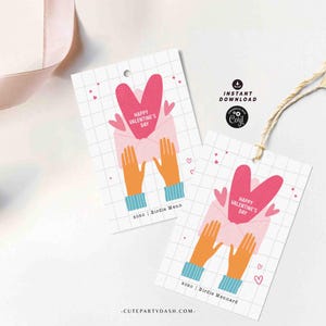 Happy Valentine's Day Classroom Valentine Kids Tag Printable INSTANT DOWNLOAD Teacher Valentines Gift Co worker Team  EDITABLE gift tag