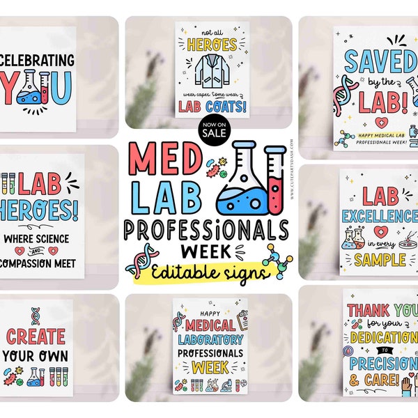 Lab Week Sign Printable INSTANT DOWNLOAD Editable Medical Laboratory Professionals Appreciation Decor Theme Thank You Poster props MLPW sign