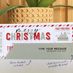 Christmas Cruise Boarding Pass Vacation Ticket Gift Voucher, Editable Template, Holiday Vacation Surprise Cruise Trip, INSTANT DOWNLOAD