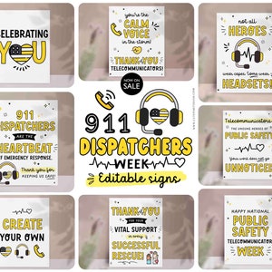 Public Safety Telecommunicators Week Sign Printable INSTANT DOWNLOAD Editable 911 Dispatchers Week Appreciation Decor Poster Banner props