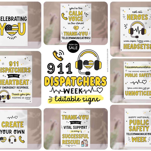 911 Dispatchers Week Appreciation Decor Poster Banner Requisiten