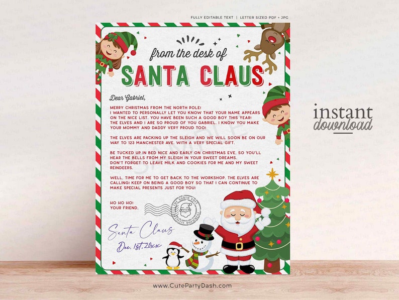 Editable Personalized Letter From Santa Template Printable Etsy Editable Personalized Letter From Santa Template Printable Etsy