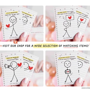 Funny Kids Valentine's Day Cards Printable INSTANT DOWNLOAD Classroom Kids School Tag Happy Valentine's EDITABLE Stick Figure Humor Card