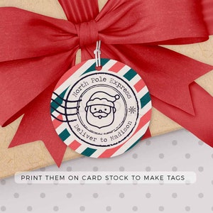 EDITABLE Vintage Christmas North Pole Gift Labels, From Santa Mail, Christmas Mail Sticker gift tag, Package Postage Label INSTANT DOWNLOAD