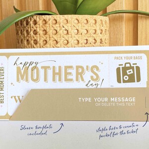 Mother's Day Gift Editable Weekend Getaway Voucher Template, Surprise Trip gift ticket from Daughter, son, Travel Voucher INSTANT DOWNLOAD