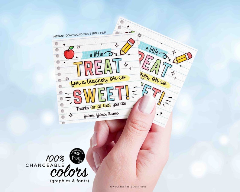 Little Treat Teacher Appreciation Week Gift Tag Printable INSTANT DOWNLOAD EDITABLE last Day School gift for Teacher Cookies Label Sticker