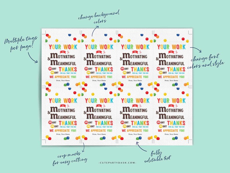 Bewerkbaar cadeaulabel voor personeelswaardering (digitale download) afbeelding 2