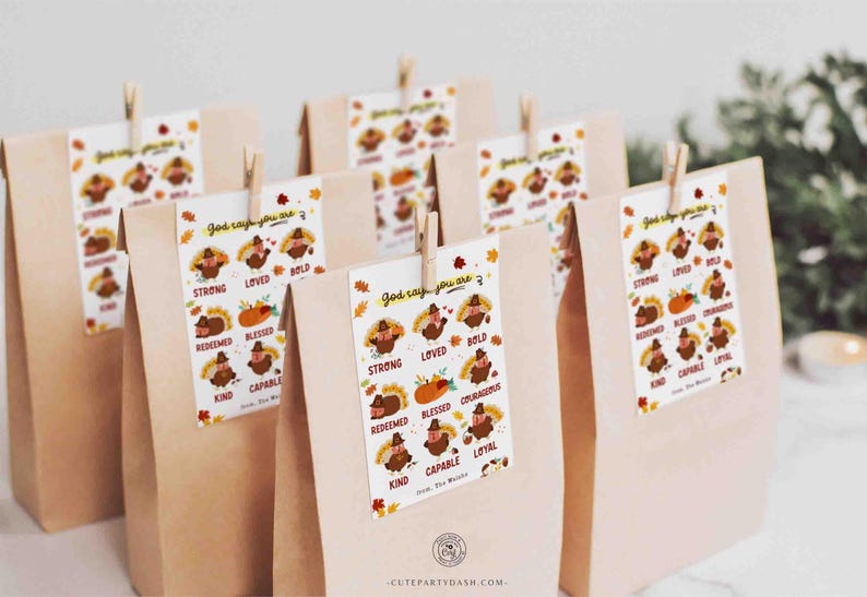 God Says You Are Religious Thanksgiving Gift Tag Printable INSTANT DOWNLOAD Christian Affirmation Tags Fall Appreciation Sunday School