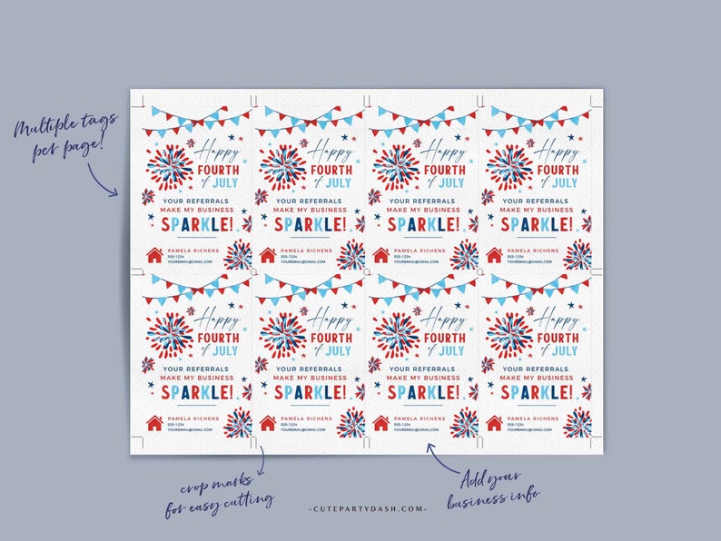 Realtor 4th of July Pop by Tag Printable EDITABLE Real Estate Firework Summer Card Independence day Referral Marketing INSTANT DOWNLOAD