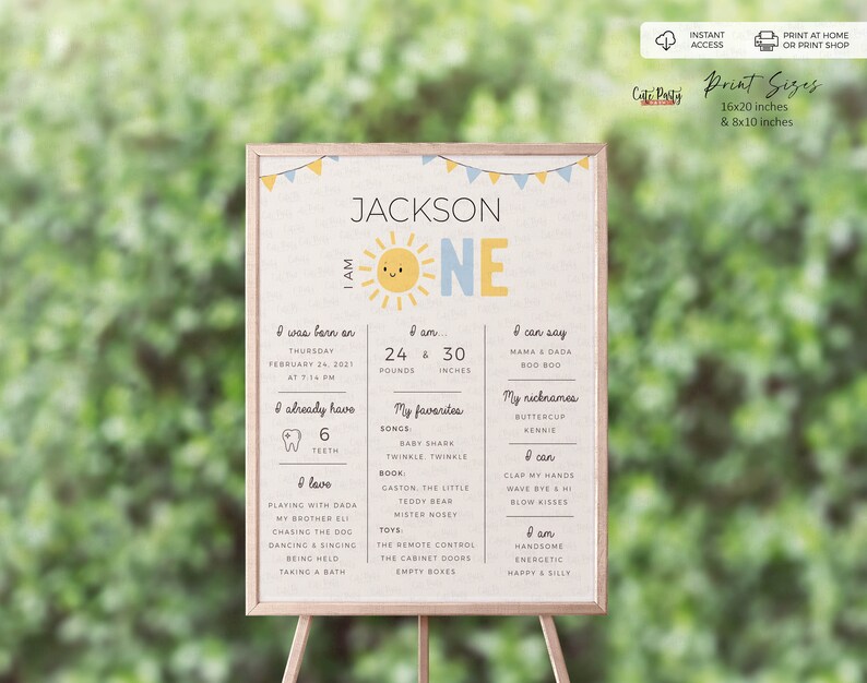Little Sunshine Boy Birthday Party milestone poster, INSTANT DOWNLOAD 446