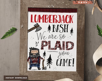Lumberjack Birthday Sign: Plaid Party Decor (Digital Download)
