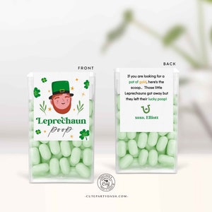 Editable Leprechaun Poop Mint Treat labels, St. Patrick's day gift, St. Paddy's Party Favors, Printable Tic Tac label INSTANT DOWNLOAD