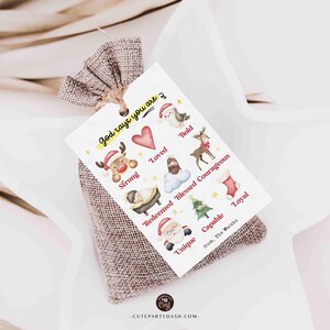 God Says You Are Religious Christmas Gift Tag Printable INSTANT DOWNLOAD Christian Affirmations Happy Holidays Sunday School Gift Tags Kids