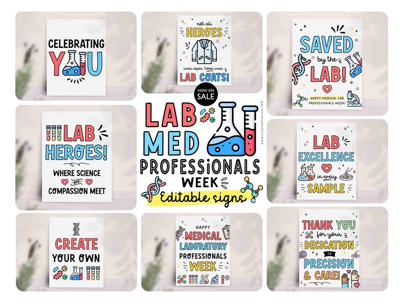Lab Week Beakers Editable Lab Week Banner: Medical Staff Appreciation Decor (digital ...