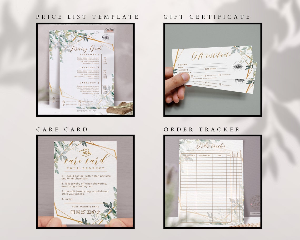 INSTANT DOWNLOAD Printable Greenery Business Templates Bundle - Etsy