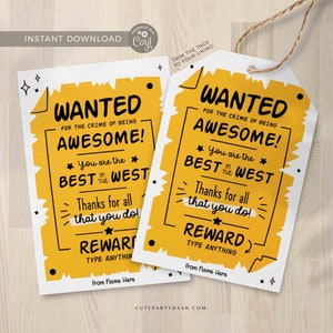 Best in the West Teacher Appreciation Tag Printable Wild West Editable Thank You Tag Appreciation Week Employee Nurse Staff INSTANT DOWNLOAD