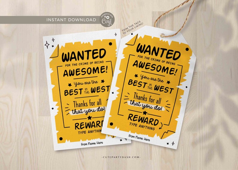 Best in the West Teacher Appreciation Tag Printable Wild West Editable Thank You Tag Appreciation Week Employee Nurse Staff INSTANT DOWNLOAD