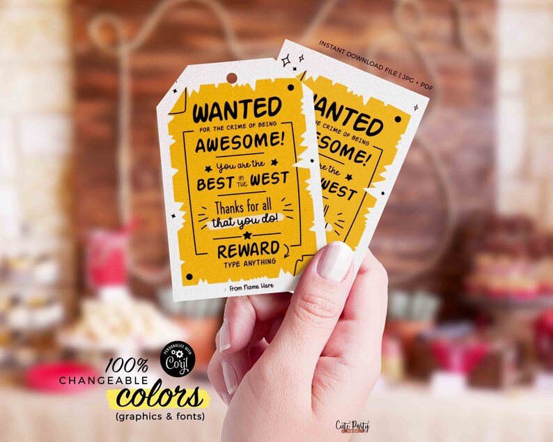 Best in the West Teacher Appreciation Tag Printable Wild West Editable Thank You Tag Appreciation Week Employee Nurse Staff INSTANT DOWNLOAD