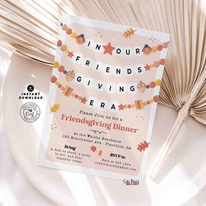 In Our Friendsgiving Era Friendsgiving Invitation – Trendy Friendship Bracelet Invite, Digital Printable, Modern Thanksgiving Invitation